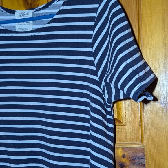 Navy and White Striped Riverbend Tunic dress by Blondie Apparel - Picture 1 of 4